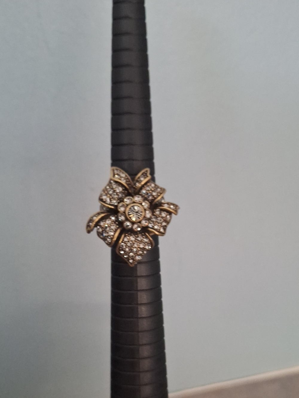Heidi Daus Blooming Beauty Gold Tone Crystal Flower Statement Ring